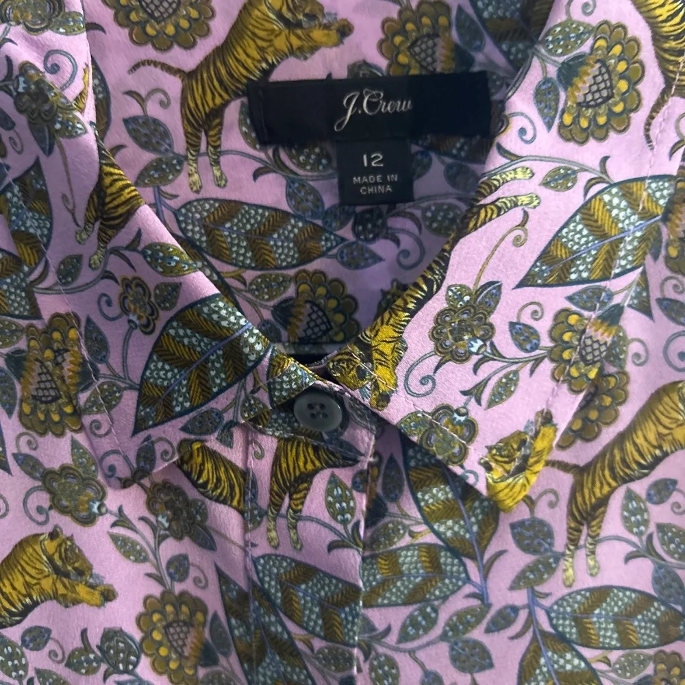 J.Crew Silk Floral Tiger Blouse Size 12 - Picture 6 of 6